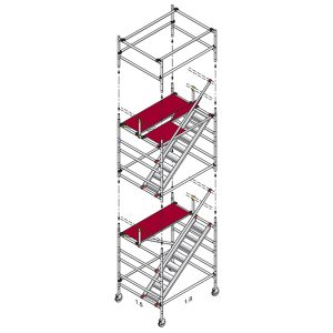 Wide Span 1500 TOWER Aluminum Scaffolding (length) = 1850mm x (width) 1500mm x 18200mm(height)