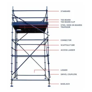 Quickstage Tower - 8mH x 2.5mL x 2.5mW New Material - Painted Blue (complete scaffolding)