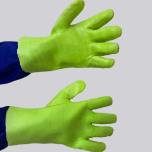 PVC GREEN Hi Viz MINING GLOVE - MADE IN ACCORDANCE TO SABS- PVC Medium Weight - Mining Green HI VIZ  27cm