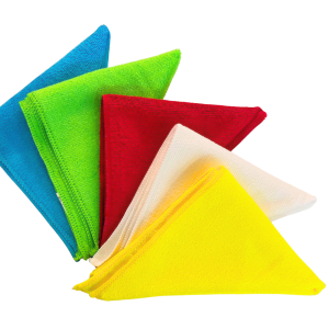 280gsm WOVEN MICROFIBRE CLOTH - 38cm x 38cm BLUE, GREEN, RED, WHITE AND YELLOW