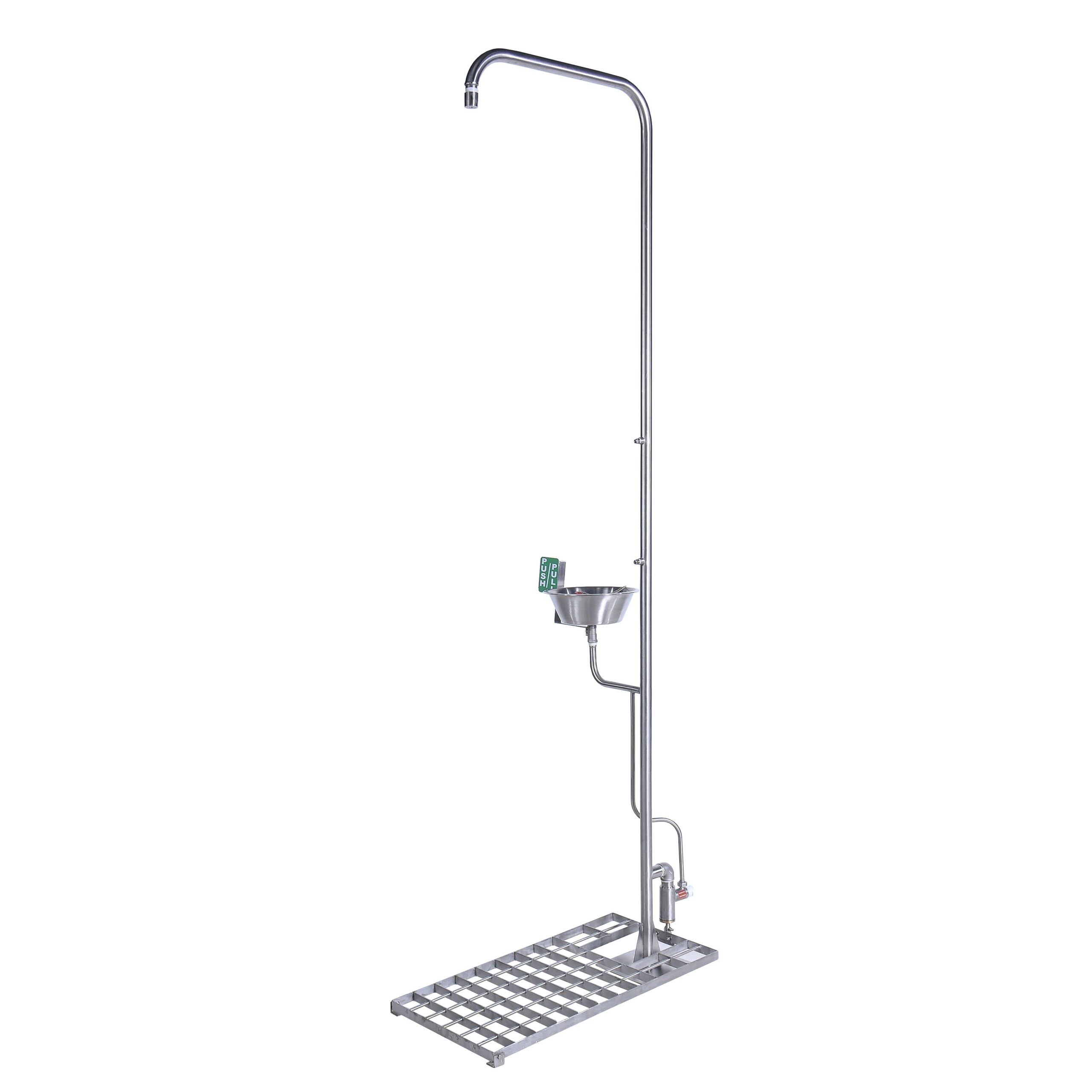 SINGLE COLUMN FOOT OPERATED EMERGENCY SHOWER & EYEWASH
