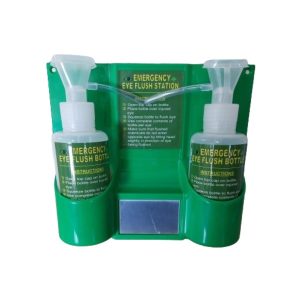 GREEN DOUBLE BOTTLE EYEWASH STATION (500ML BOTTLES)