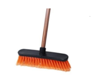 BUDGET PLASTIC BROOM - SOFT FLAGGED BRISTLE, 4-ROWS WITH A PLASTIC BASE ANDSCREW- IN PLASTIC COATED OR WOODEN HANDLE - Each