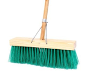 BASS BROOM WITH BASS BROOM 380MM STIFF 5-ROW STIFF COLOURED BRISTLE AND HEAVY DUTY METAL STAY WITH BOLT AND NUT - Each