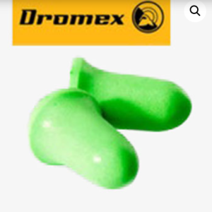 DROMEX EAR PLUGS - DISPOSABLE Dromex,Uncorded,Yellow (NRR 29db - SNR 33db) per box 0f 200