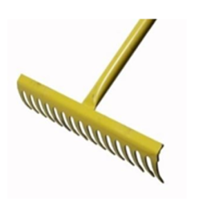 METAL RAKE 16 FINGER WITH METAL HANDLE - HEAVY DUTY, STEEL, POWDER COATED.