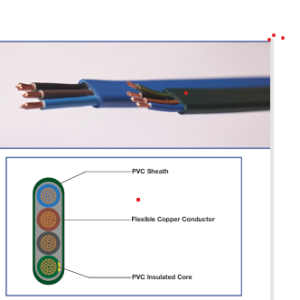 AQUAFLAT  3 & 4 CORE FLAT SUBMERSIBLE PVC  FLEXIBLE PUMP CABLE Per Meter