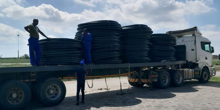 Loading our HDPE pipes