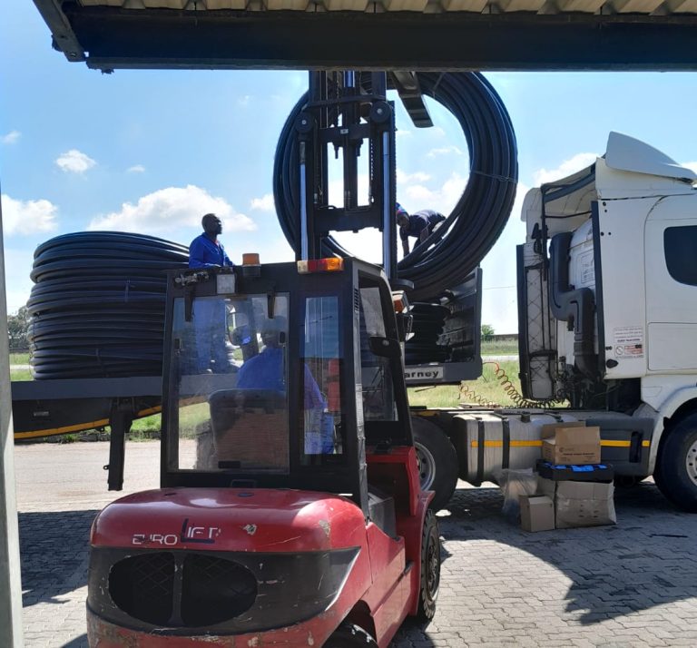 Loading our HDPE pipes