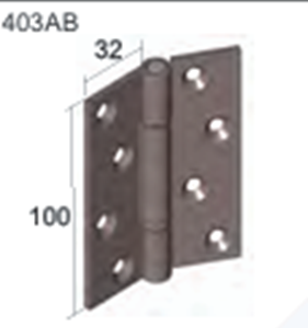 Aluminium butt hinge Finish: 403AB/BR - Bronze PC 403AB/W - White PC 403AB/BL - Black PC 403AB/N - Natural Anod