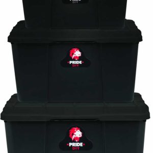 PRIDE STORAGE BOX - Full Black - 25L, 45L and 65L (Only sell in packs of 5) or 3 PIECE PRIDE STORAGE BOX - Full Black (Pack of 1)