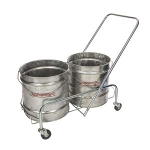 DOUBLE TROLLEY AND 2 x 28L STEEL BUCKETS
