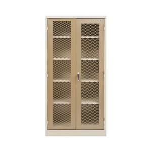 Stationery Cupboard with Mesh Doors - SC003 - 1800h x 900w x 450d - Hammerton Grey/ Ivory Karoo