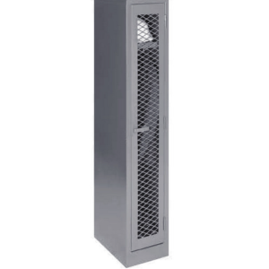 Single locker with mesh doors SLMD01 - 1800h x 300l x 450wmm - Hammerton Grey/Ivory Karoo