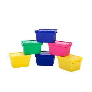 Nesting Tote Bins - 7L, 18L, 52L and 68L Standard Colors Black, Red, Green, Blue, Yellow and Pink