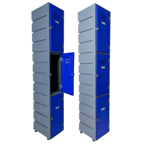 3 Door Plastic Locker 1830H x 310W x 380D - Flat Top or Slant Top 1940H x 310W x 380D